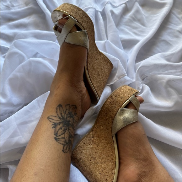 Jimmy Choo Shoes - Jimmy Choo Gold Shimmer Wedges